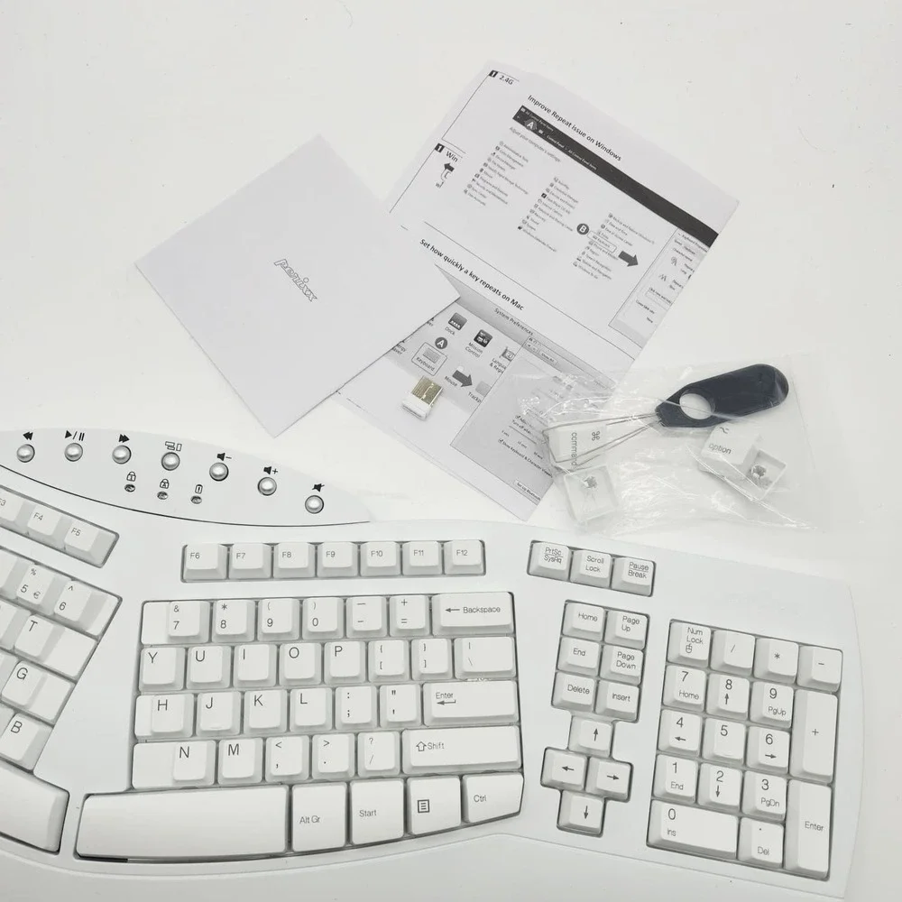 Perixx Periboard-612 Wireless‎ Ergonomic Split Keyboard USB White Mac Windows